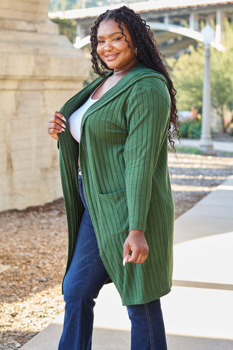 Basic Bae Full Size Hooded Sweater Cardigan - Outerwear
