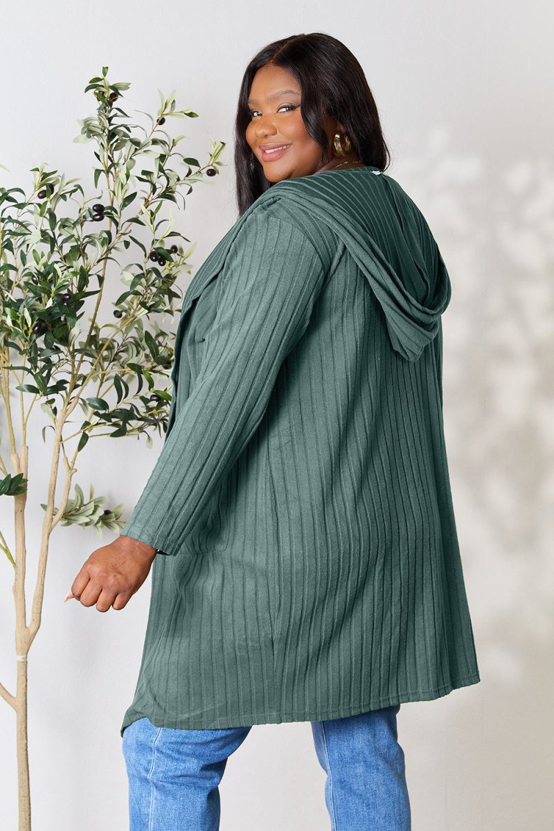 Basic Bae Full Size Hooded Sweater Cardigan - Outerwear