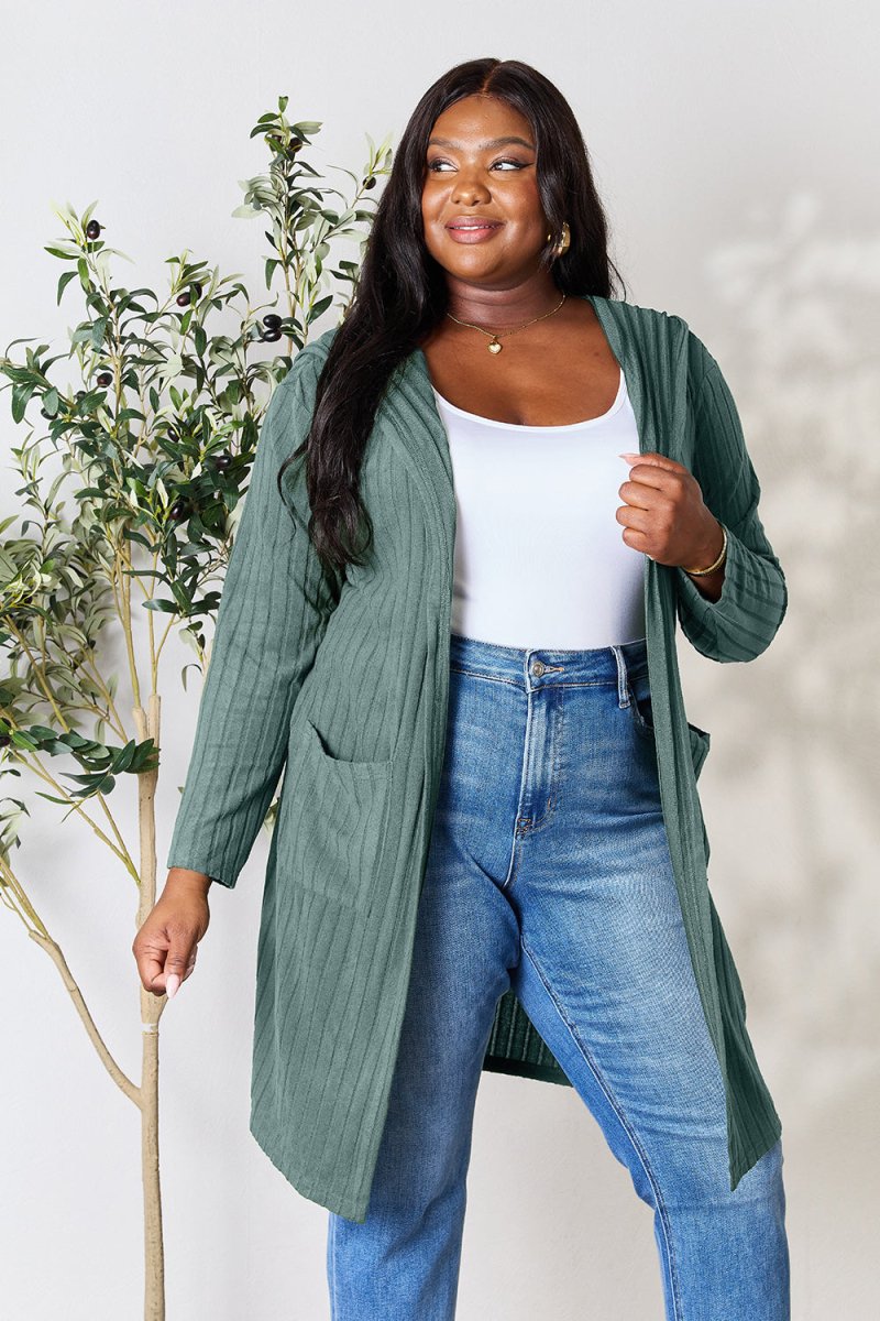 Basic Bae Full Size Hooded Sweater Cardigan - Outerwear