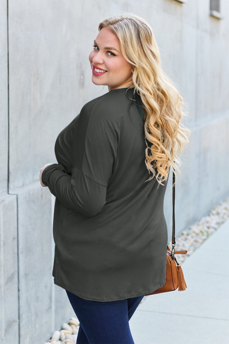 Basic Bae Full Size Round Neck Dropped Shoulder T-Shirt - Top
