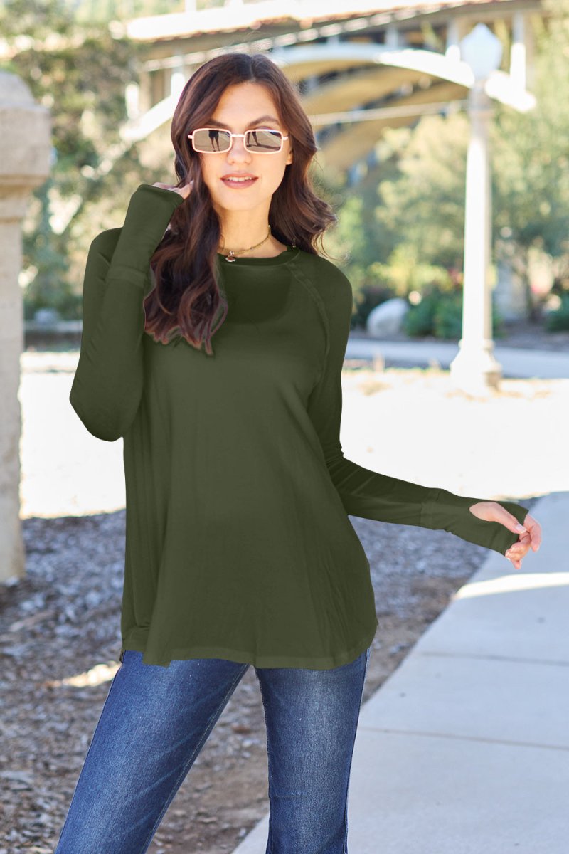 Basic Bae Full Size Round Neck Long Sleeve T-Shirt - Top