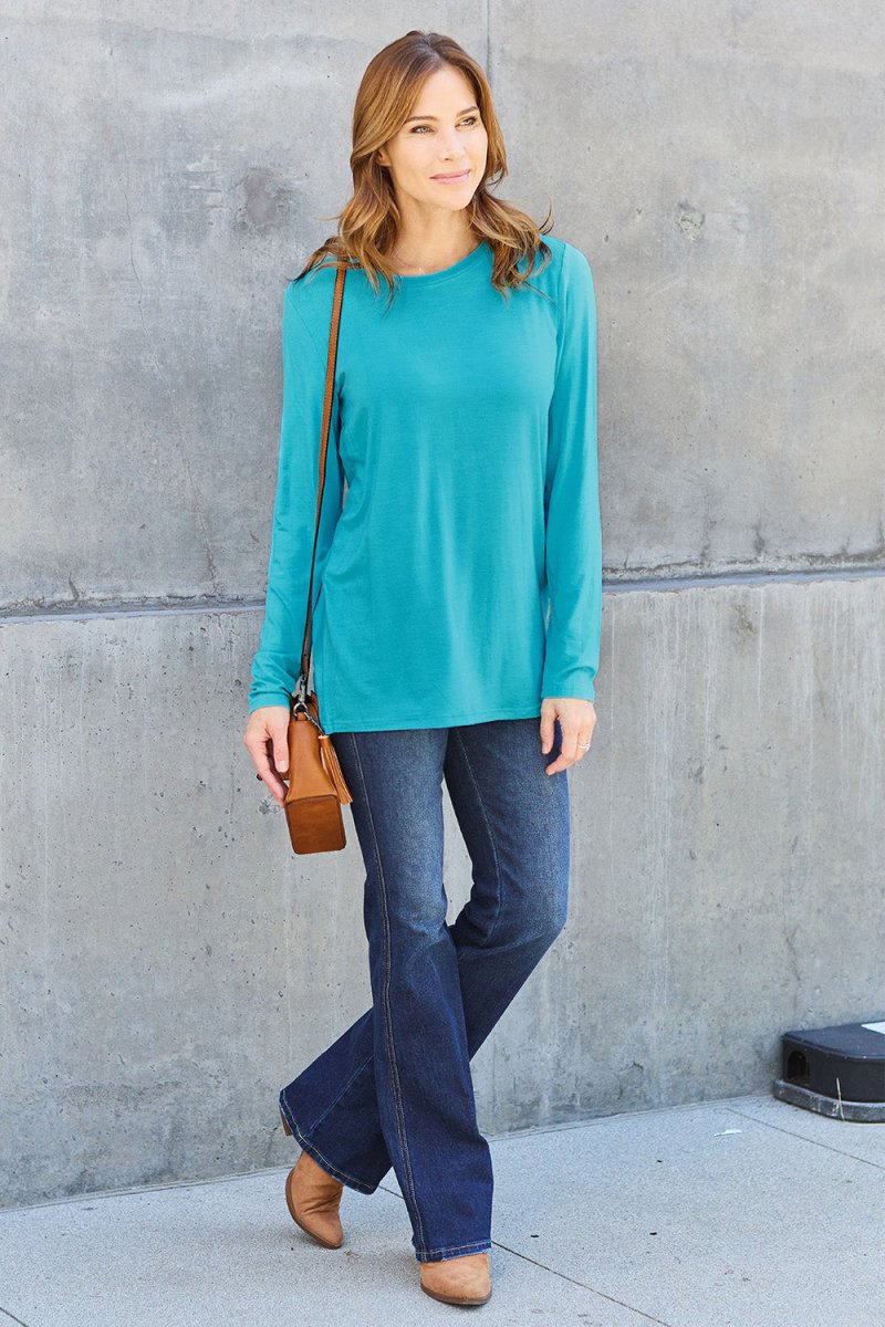 Basic Bae Full Size Round Neck Long Sleeve Top - Top