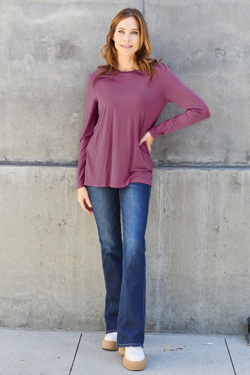 Basic Bae Full Size Round Neck Long Sleeve Top - Top