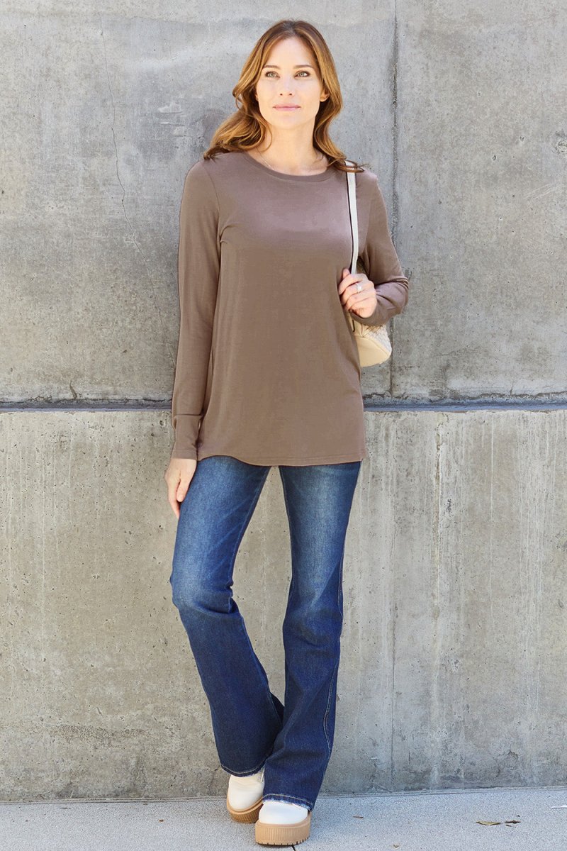 Basic Bae Full Size Round Neck Long Sleeve Top - Top
