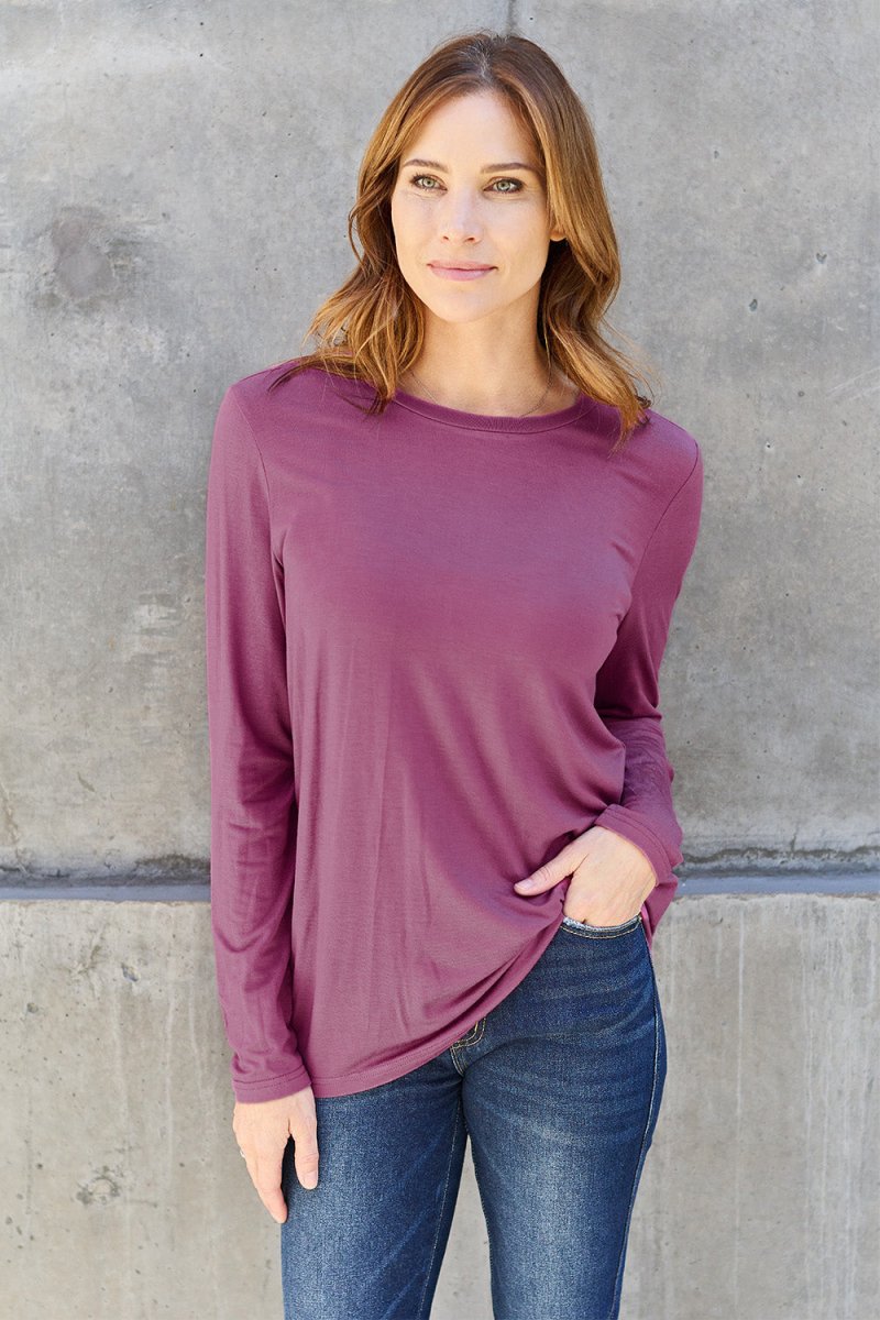 Basic Bae Full Size Round Neck Long Sleeve Top - Top
