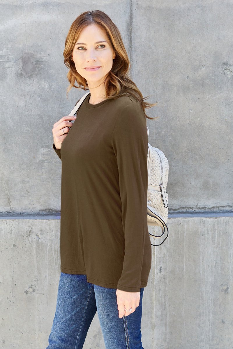 Basic Bae Full Size Round Neck Long Sleeve Top - Top