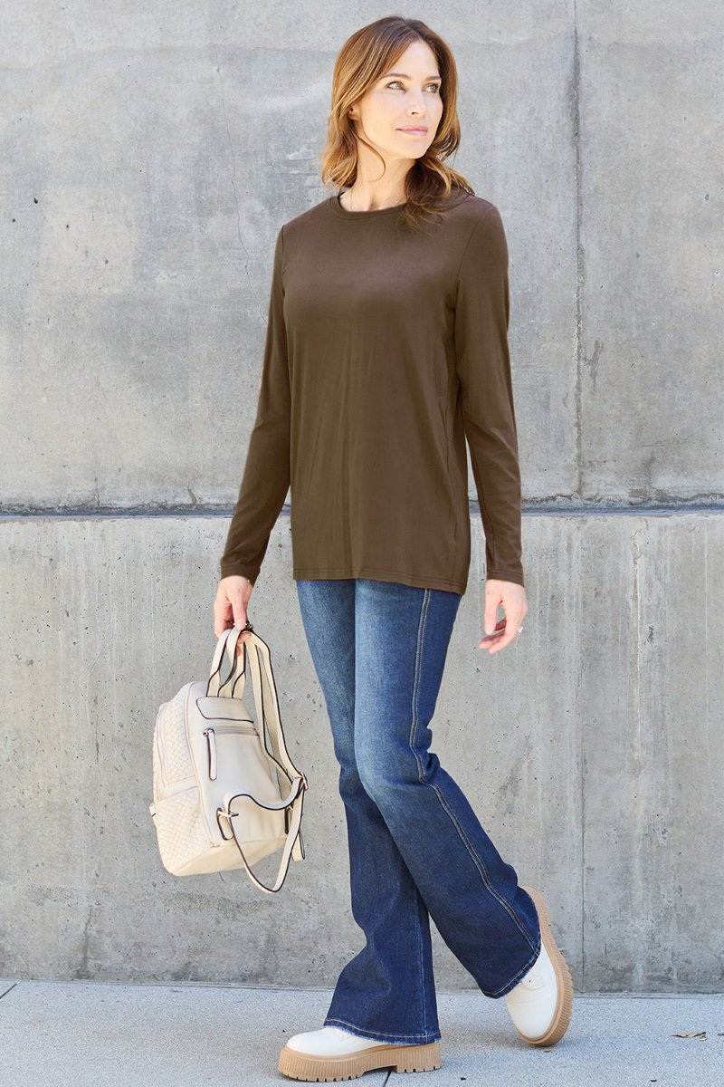 Basic Bae Full Size Round Neck Long Sleeve Top - Top