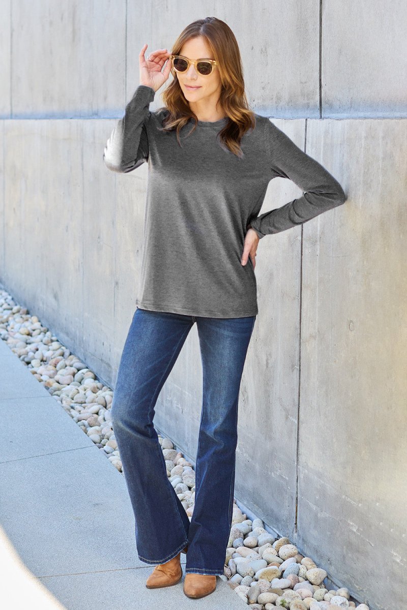 Basic Bae Full Size Round Neck Long Sleeve Top - Top