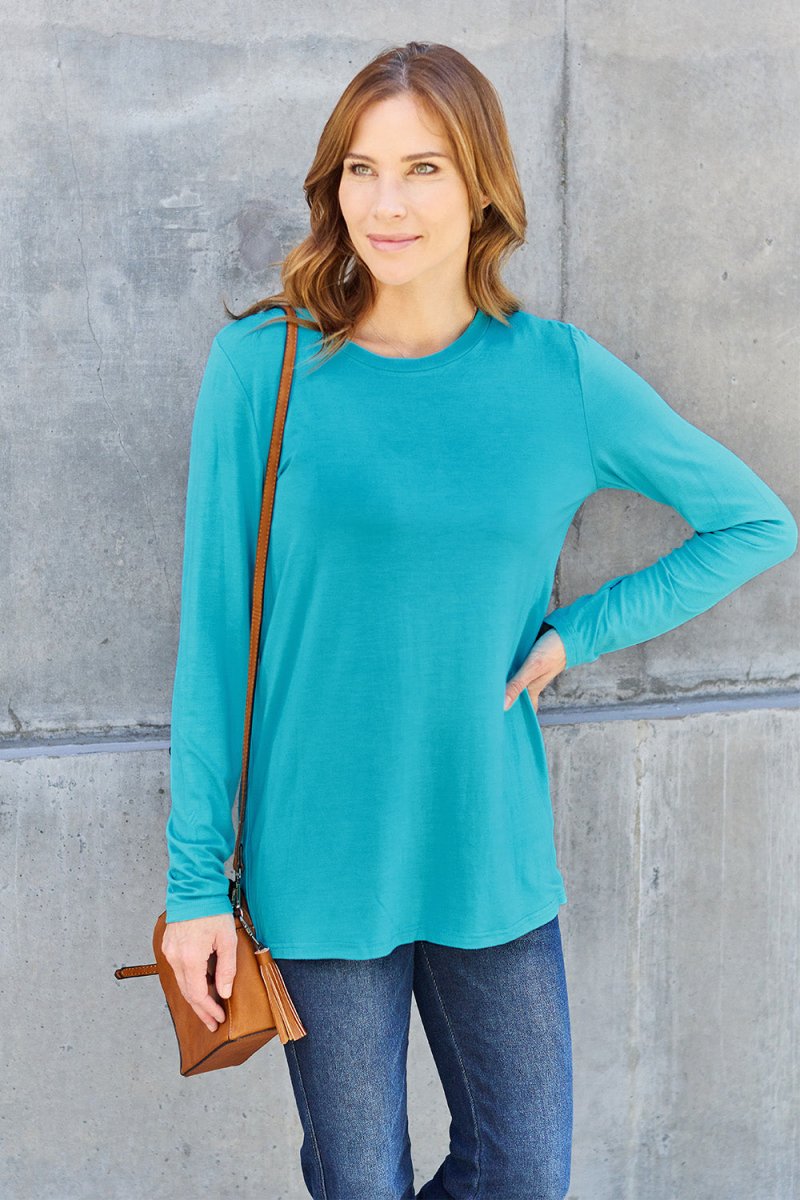 Basic Bae Full Size Round Neck Long Sleeve Top - Top