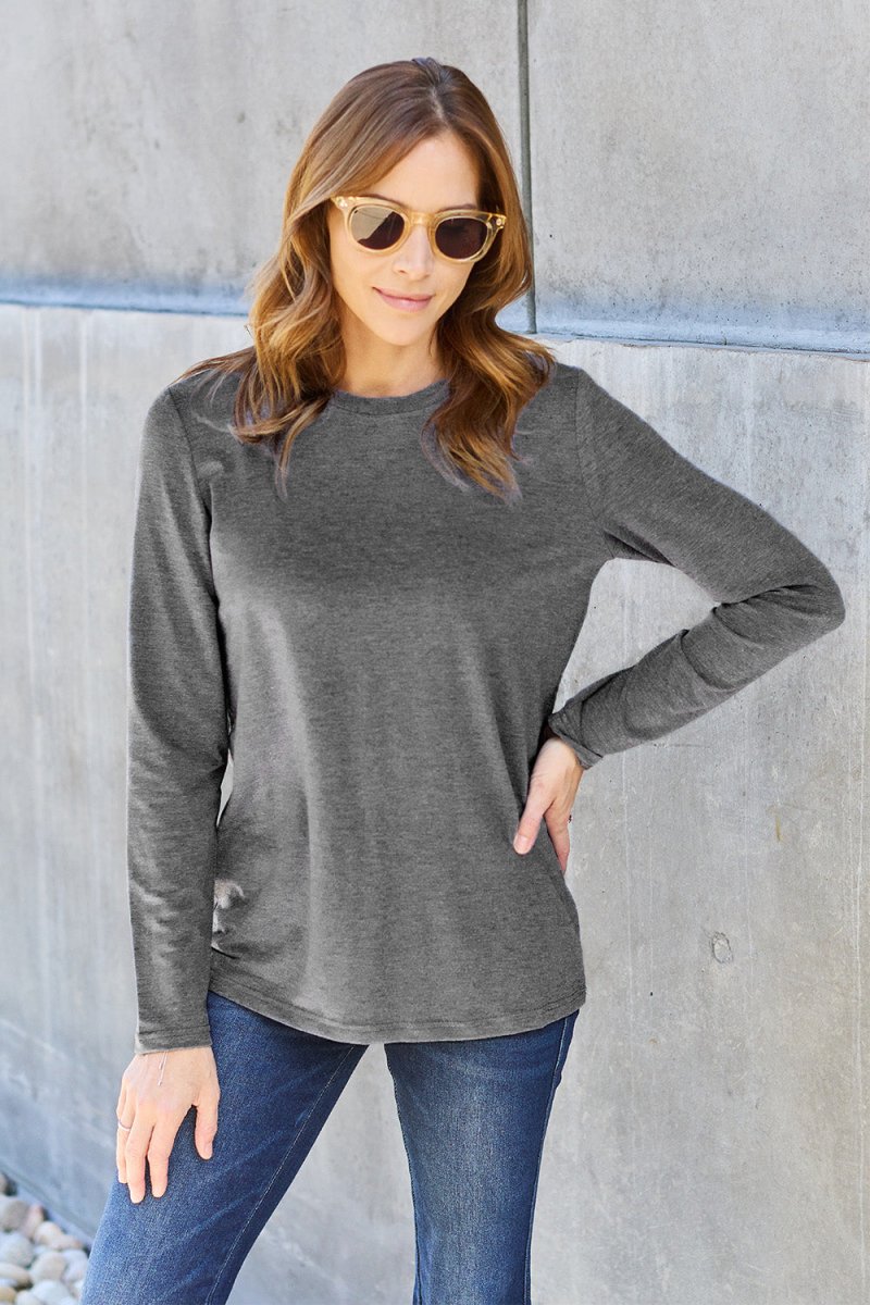 Basic Bae Full Size Round Neck Long Sleeve Top - Top