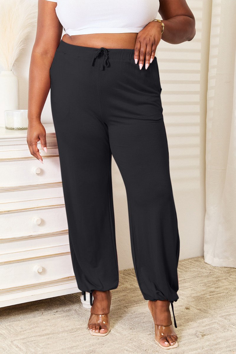 Basic Bae Full Size Soft Rayon Drawstring Waist Pants with Pockets - Bottoms