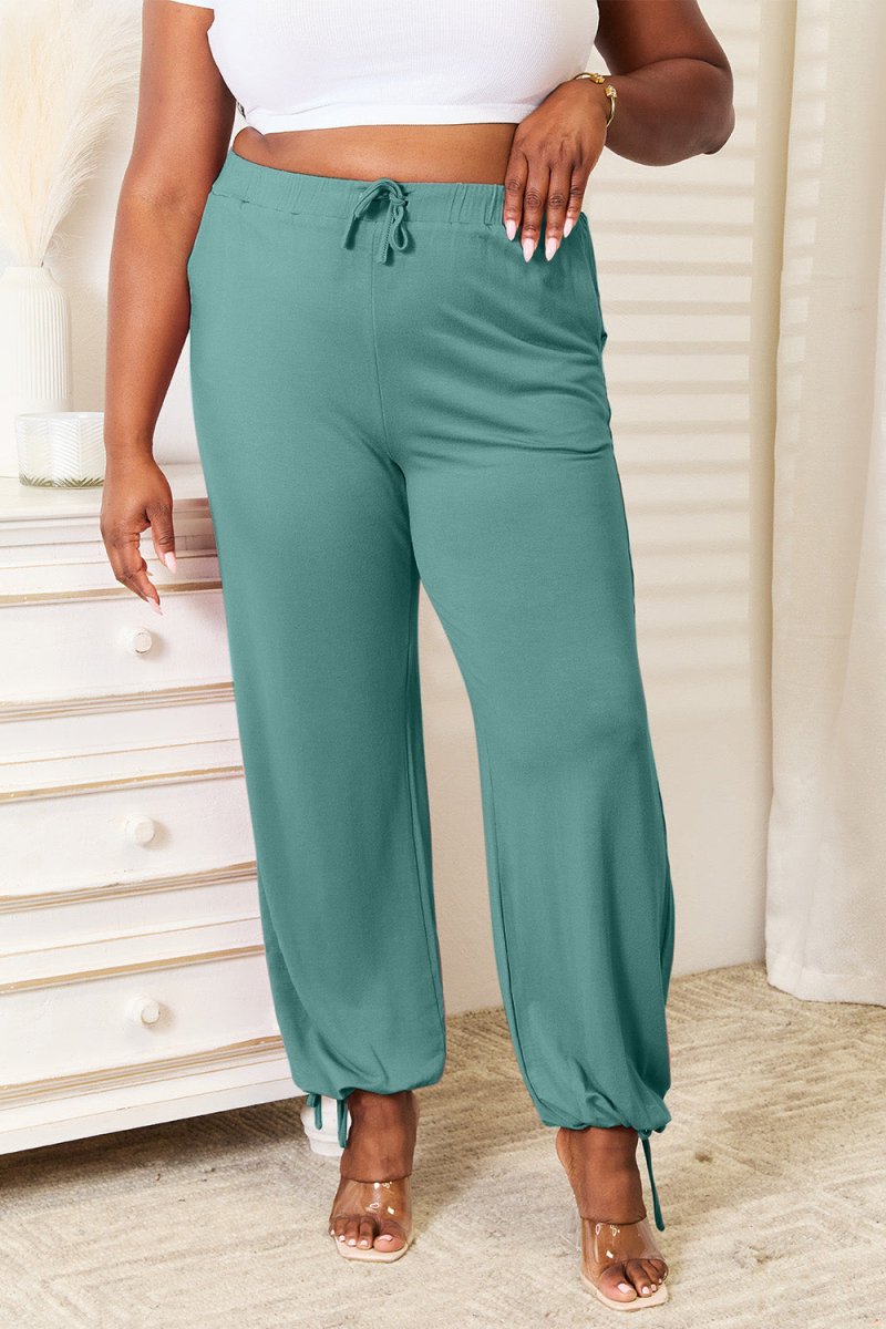 Basic Bae Full Size Soft Rayon Drawstring Waist Pants with Pockets - Bottoms