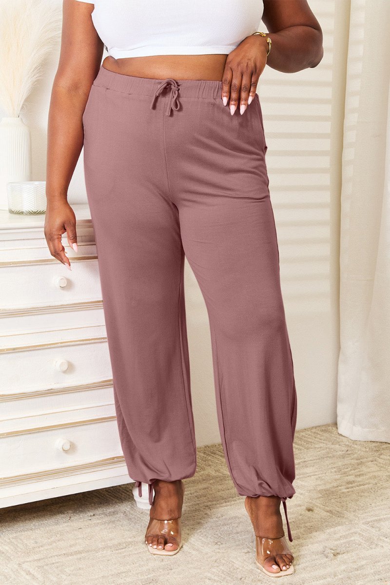 Basic Bae Full Size Soft Rayon Drawstring Waist Pants with Pockets - Bottoms