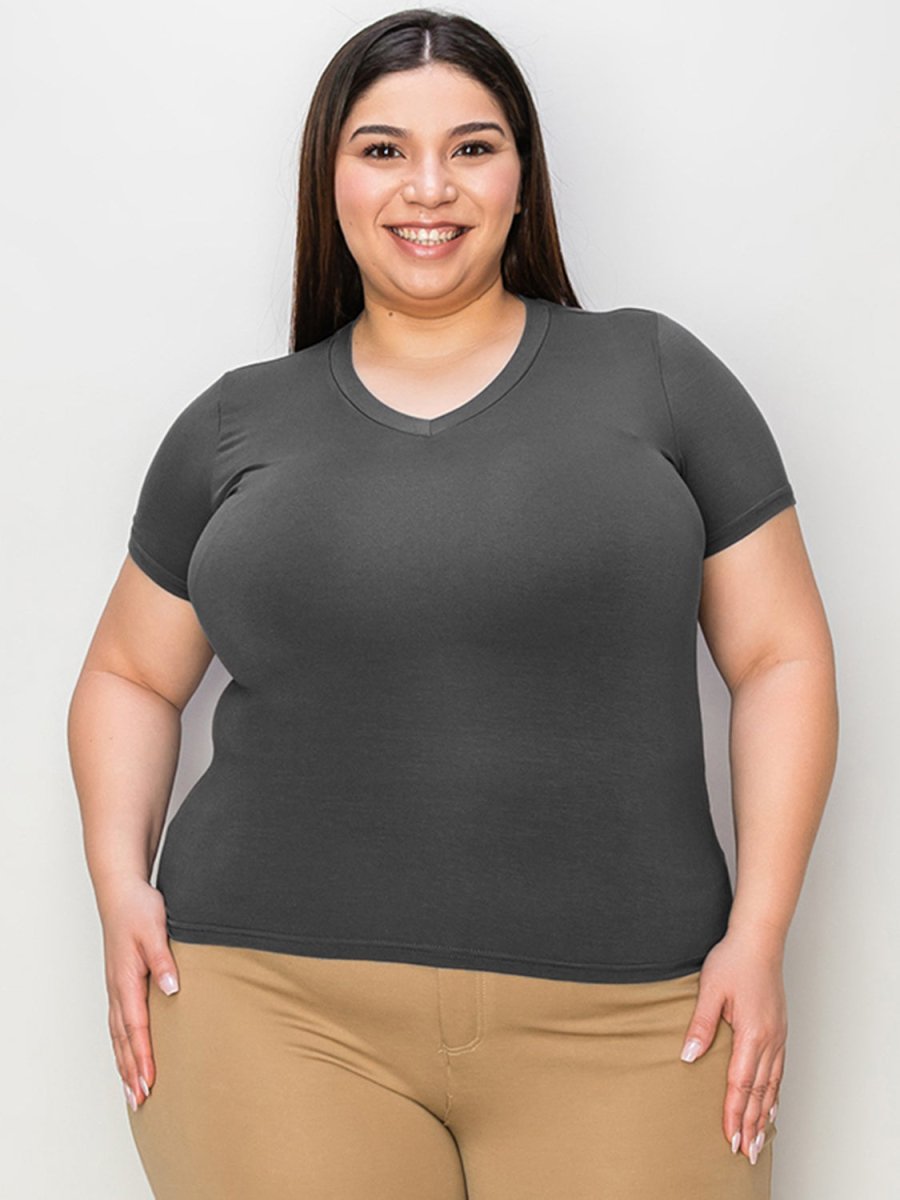 Basic Bae Full Size V - Neck High - Low T-Shirt - Top
