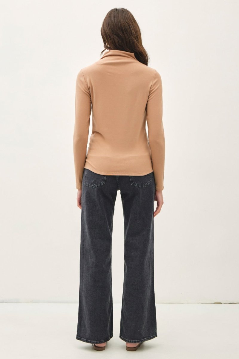 Be Cool Mock Neck Long Sleeve T-Shirt - Top