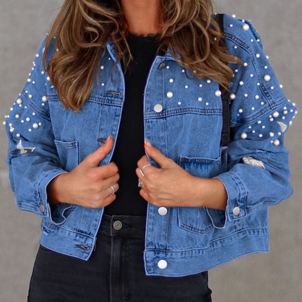 Bead Detail Denim Jacket - Outerwear