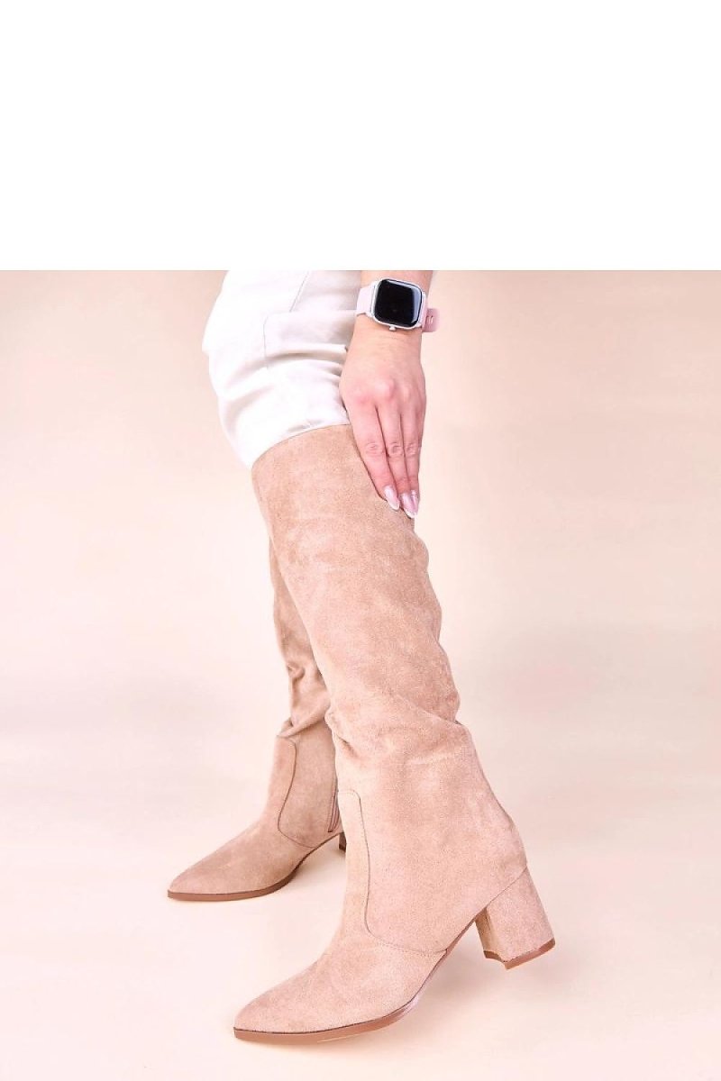 Beige Eco Suede Knee - High Boots - 