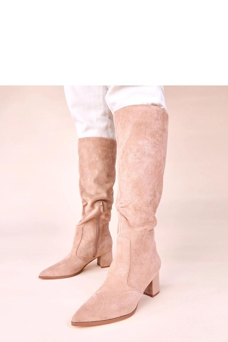 Beige Eco Suede Knee - High Boots - 