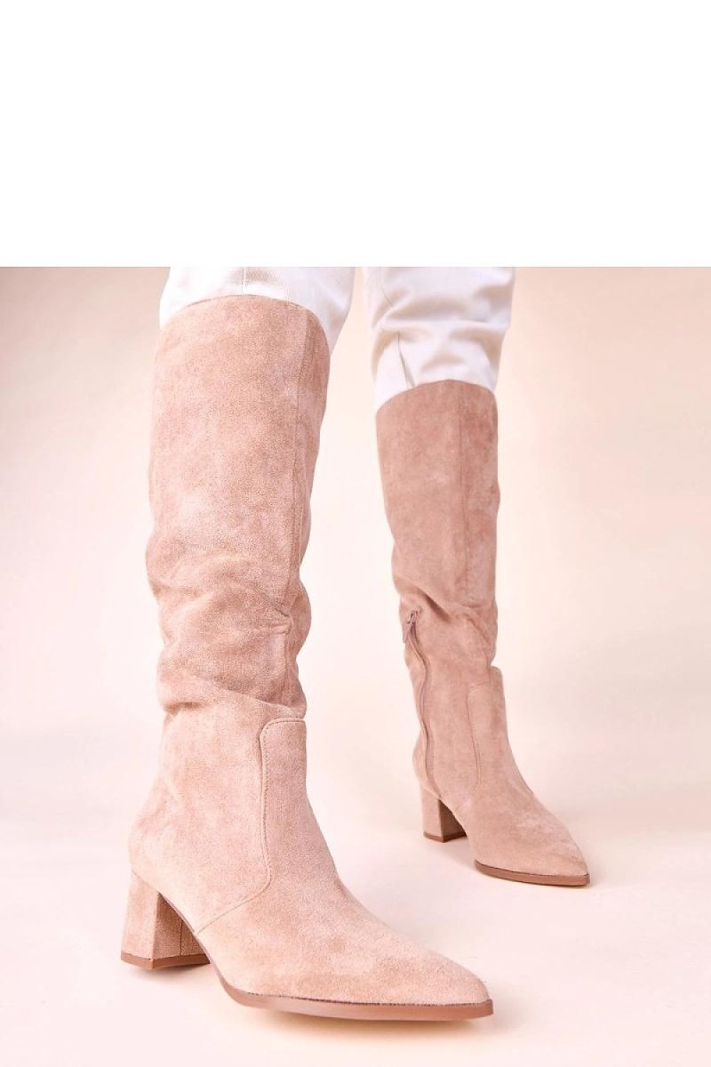 Beige Eco Suede Knee - High Boots - 