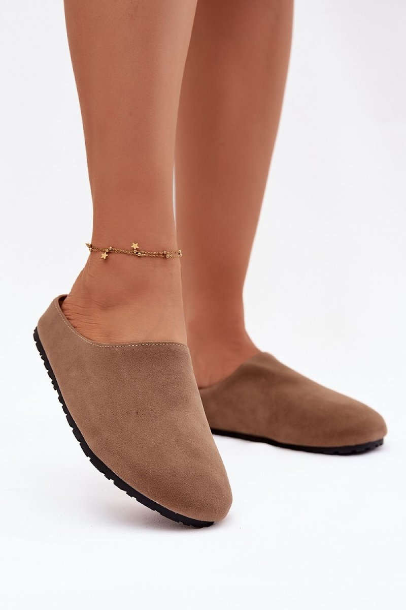 Beige Eco Suede Slippers - 