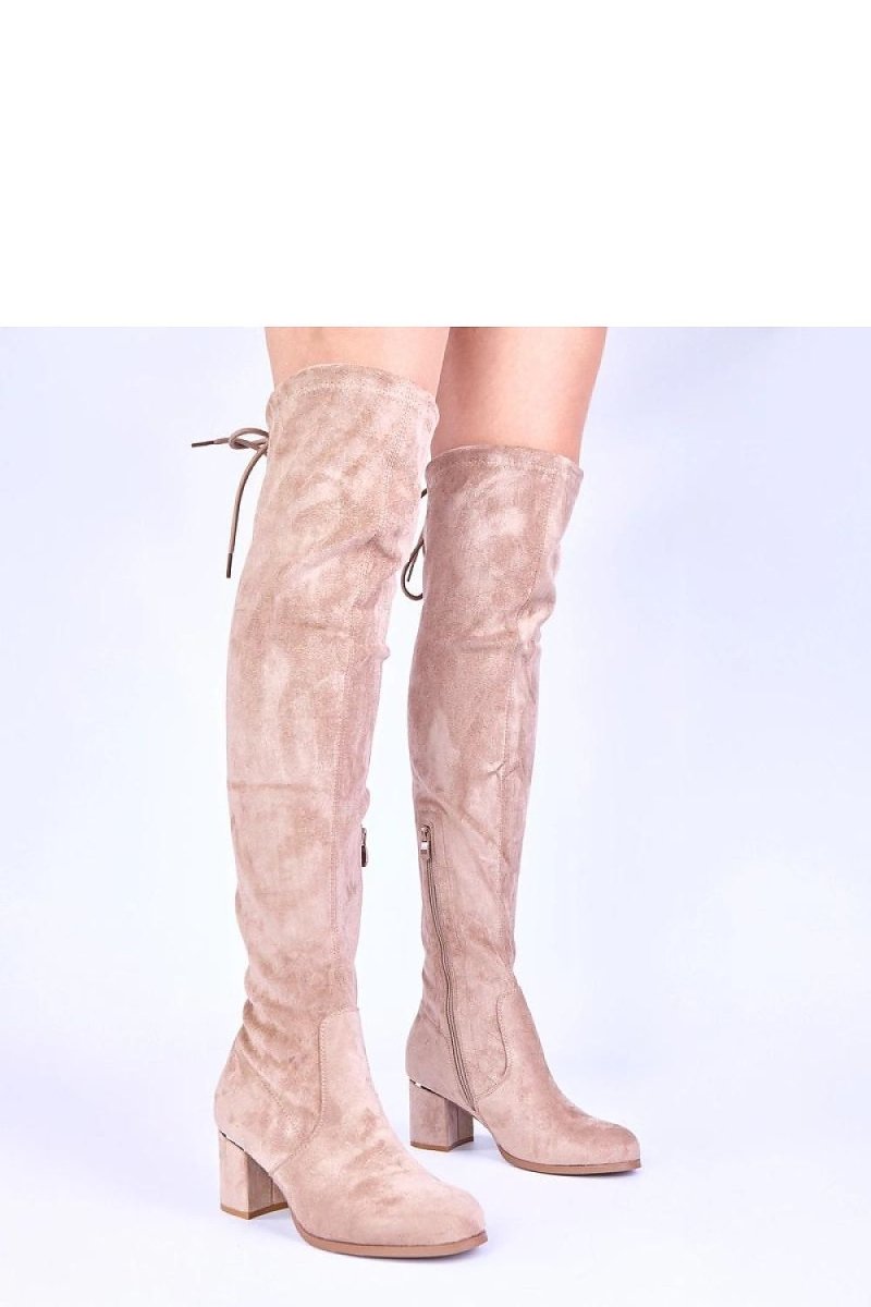 Beige Over - the - Knee Stiletto Boots - 