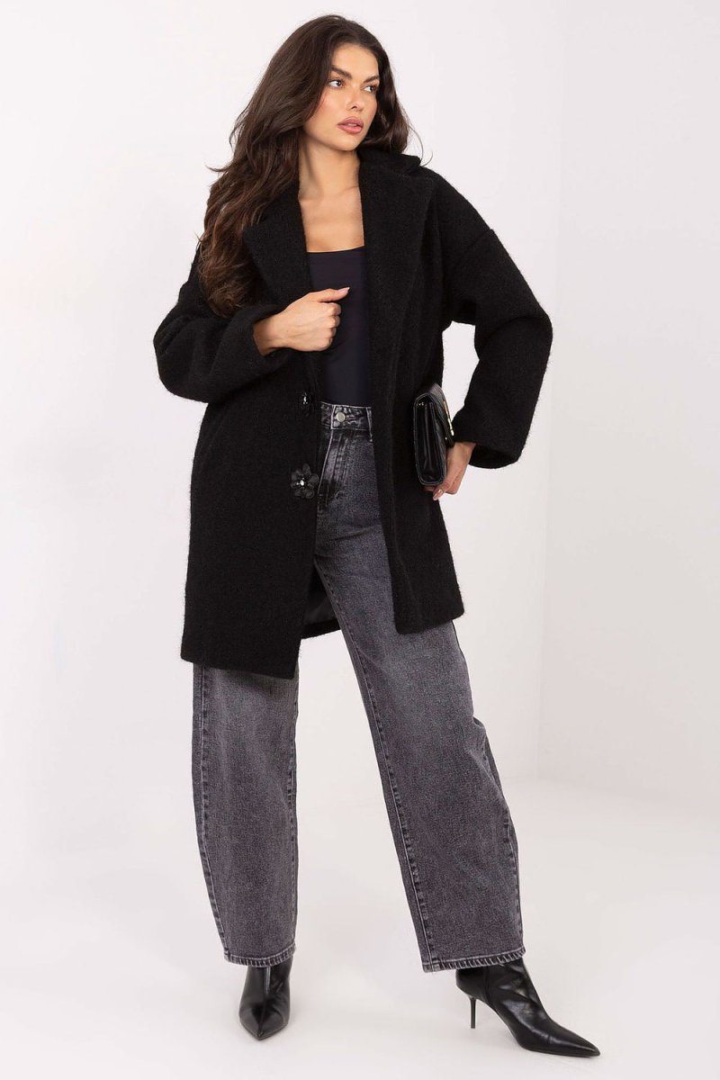 Beige Polyester Knee - Length Coat - 
