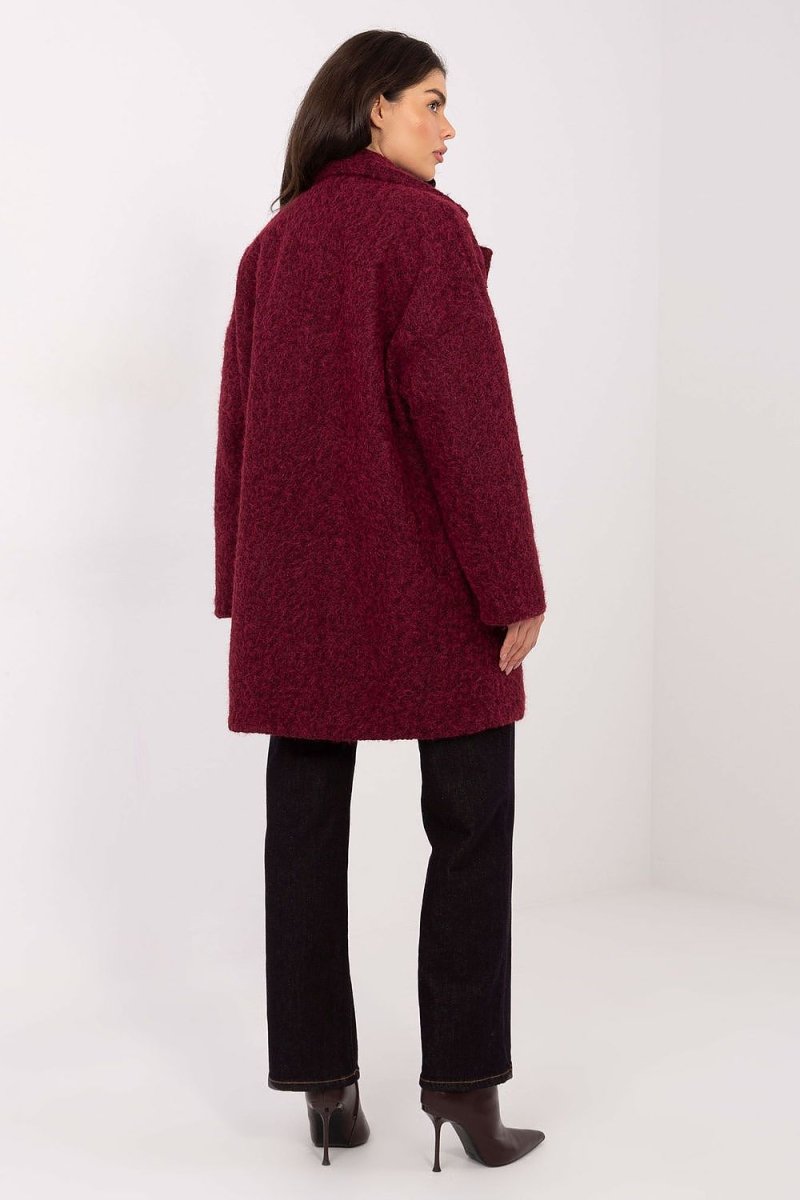 Beige Polyester Knee - Length Coat - 