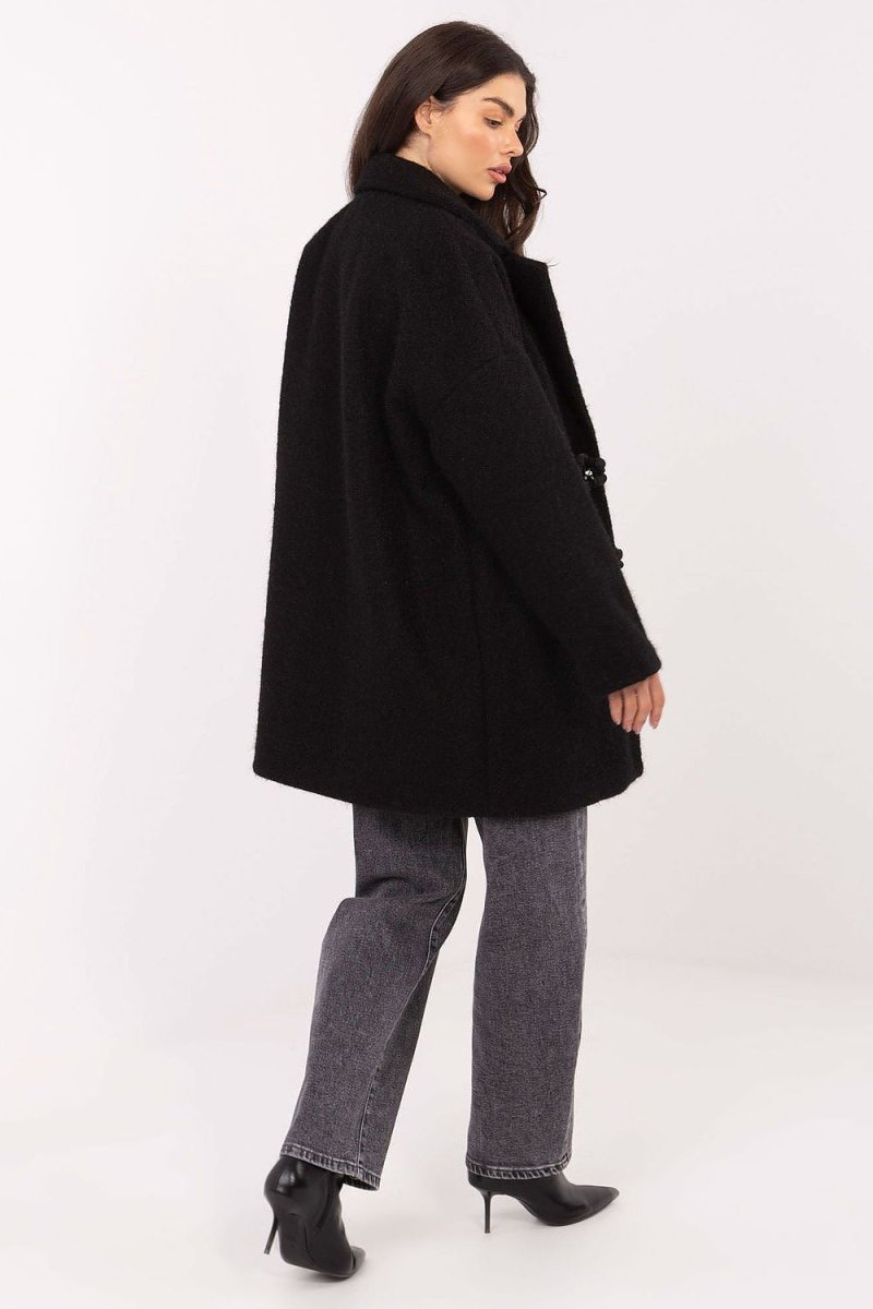 Beige Polyester Knee - Length Coat - 