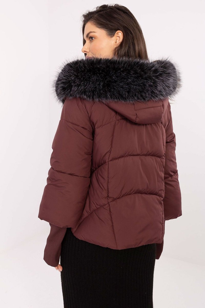 Beige Quilted Hooded Down Jacket - 