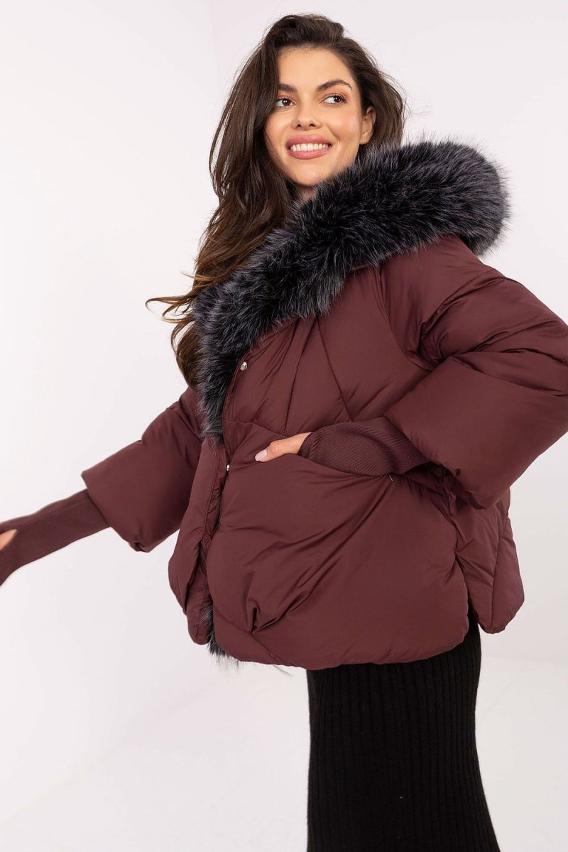 Beige Quilted Hooded Down Jacket - 
