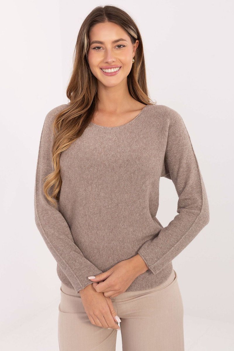 Beige Sequin Jumper Sweater - 
