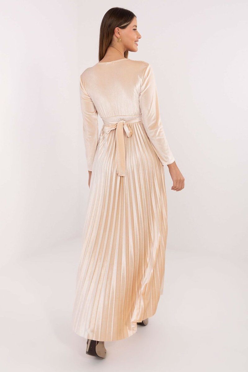 Beige Sequin Maxi Dress - 