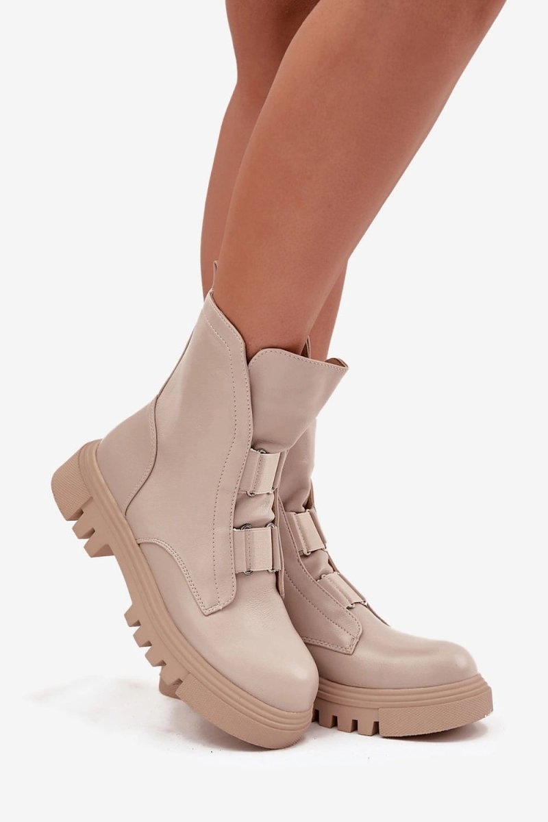 Beige Suede Ankle Boots - 