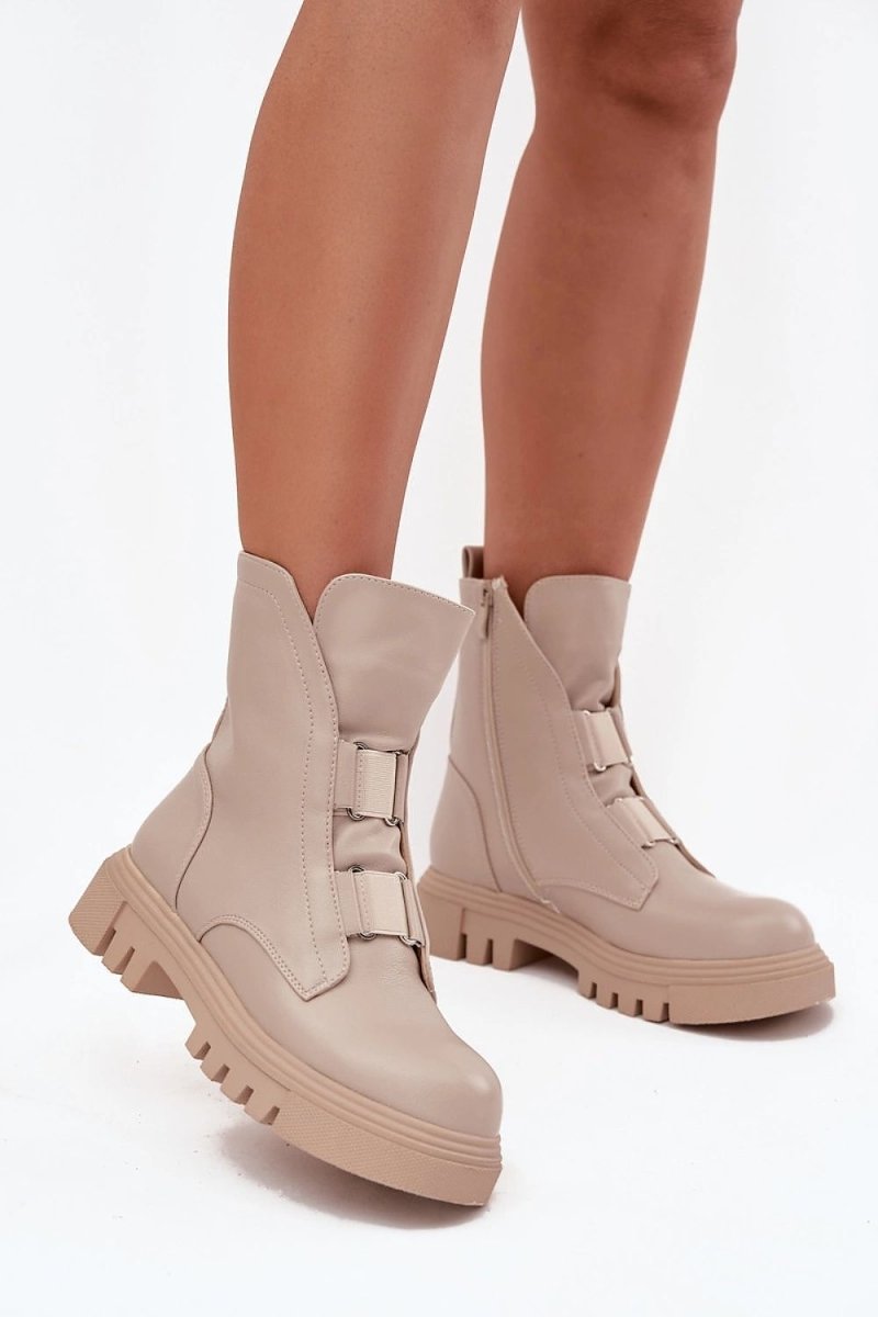 Beige Suede Ankle Boots - 