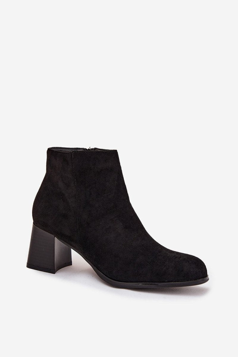 Beige Suede Block Heel Ankle Boots - 