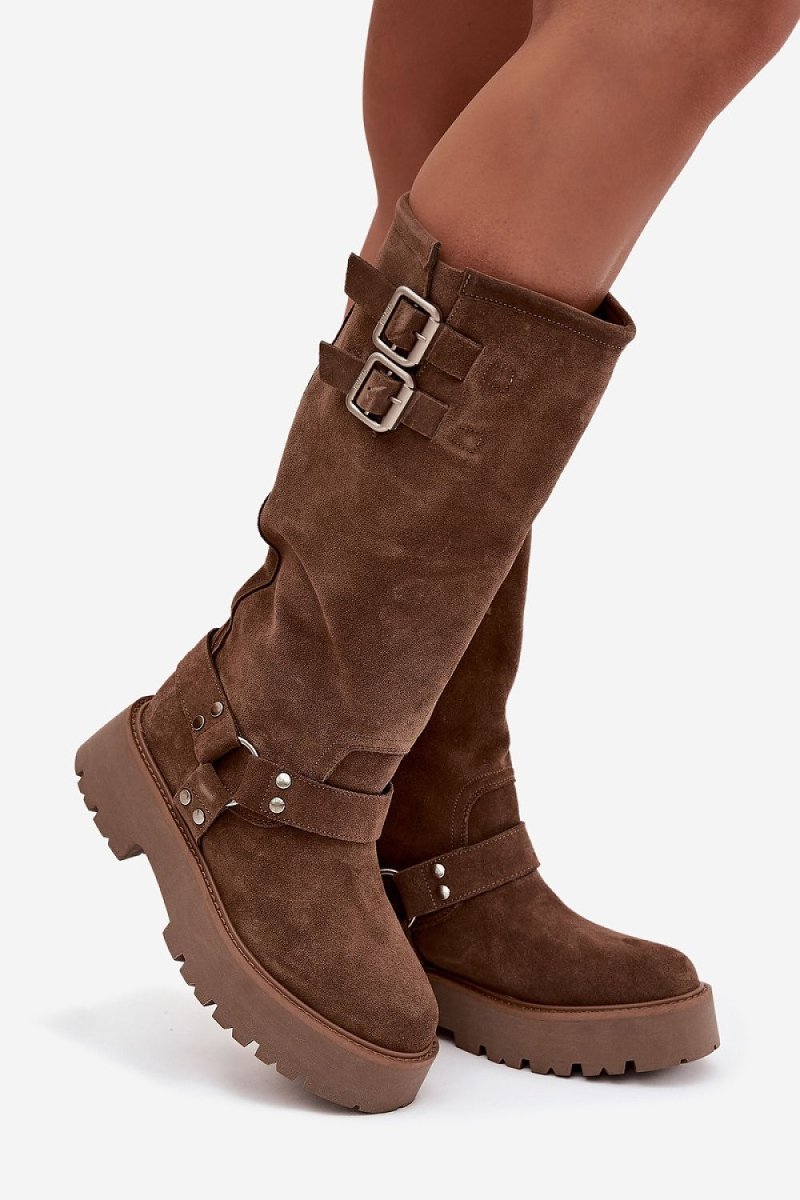 Beige Suede Thigh - High Boots - 