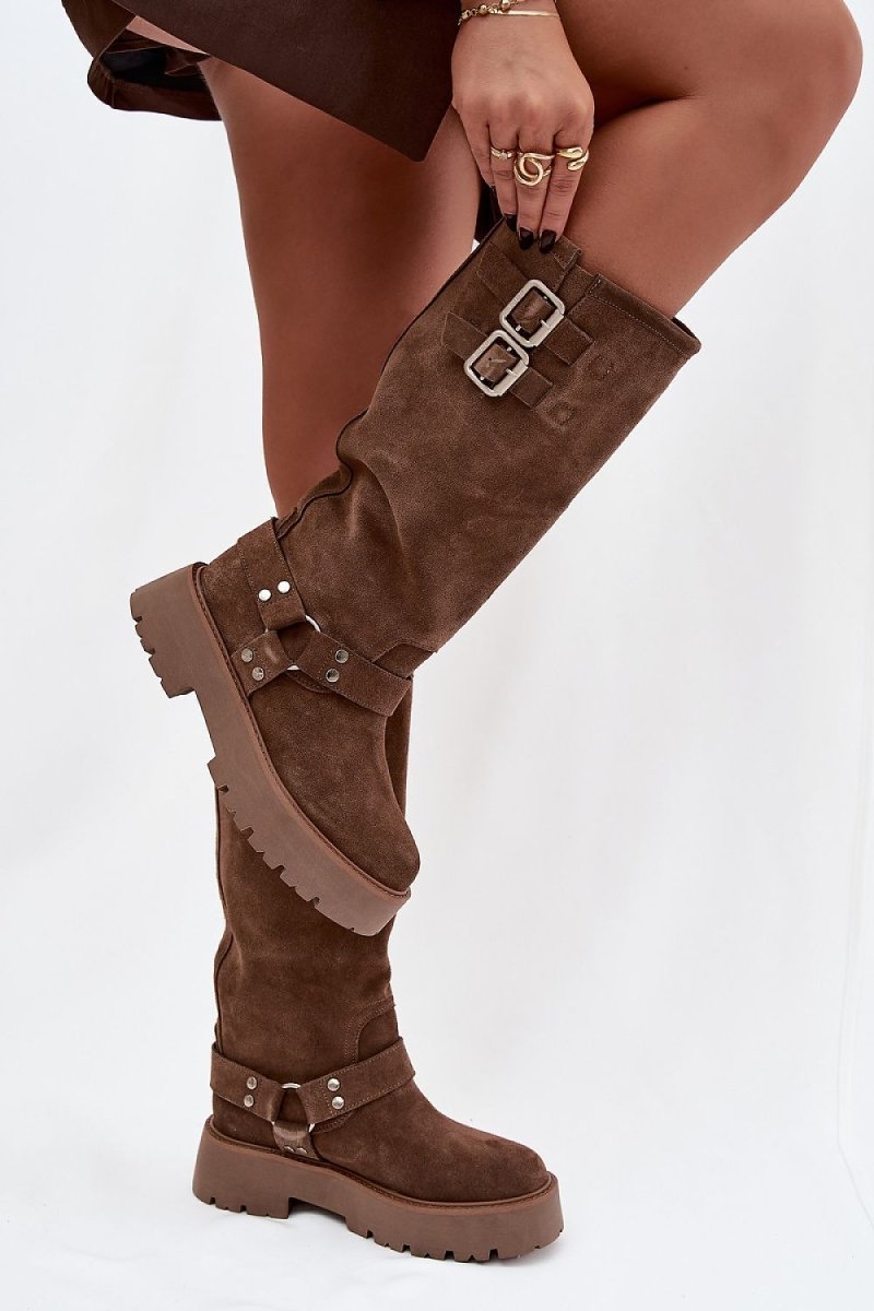 Beige Suede Thigh - High Boots - 