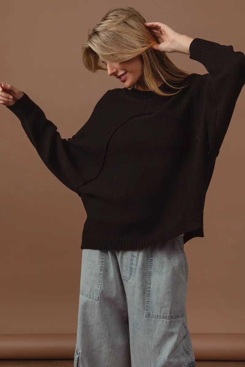 BiBi Raw Edge Arch Detailed Knit Top - 