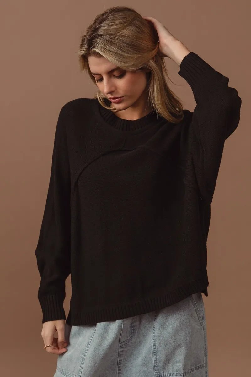 BiBi Raw Edge Arch Detailed Knit Top - 