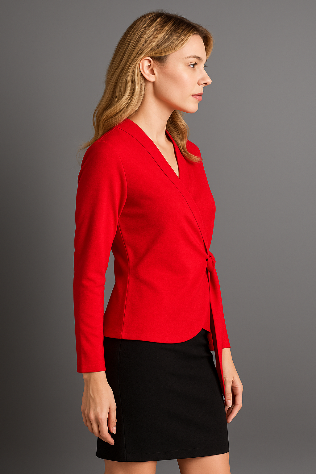 Red Tie Waist Blouse