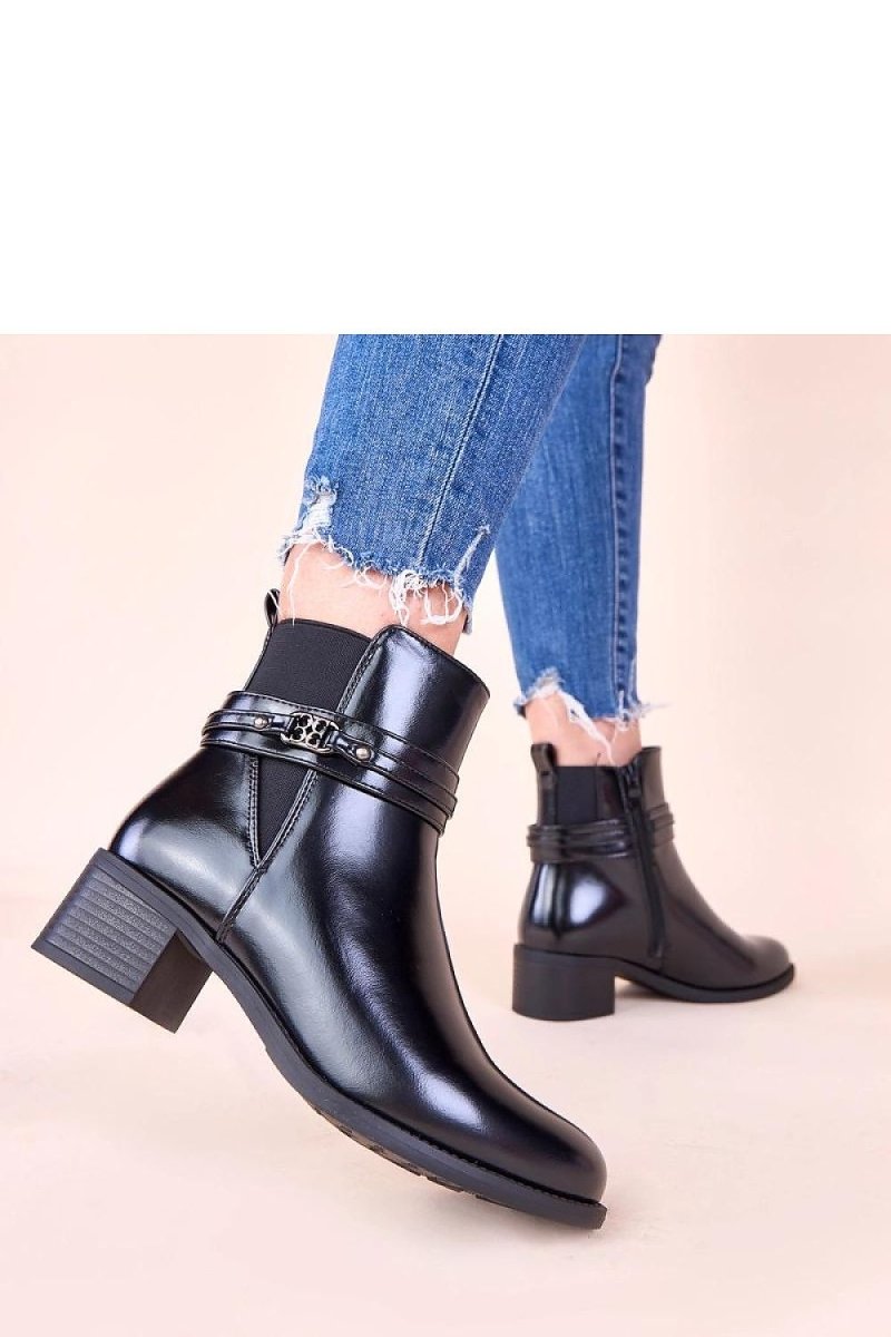 Black Block Heel Ankle Boots - 