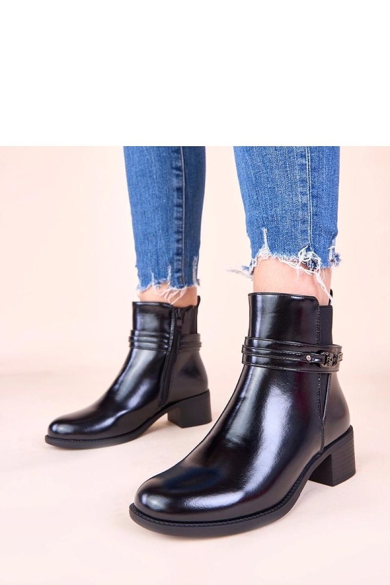Black Block Heel Ankle Boots - 