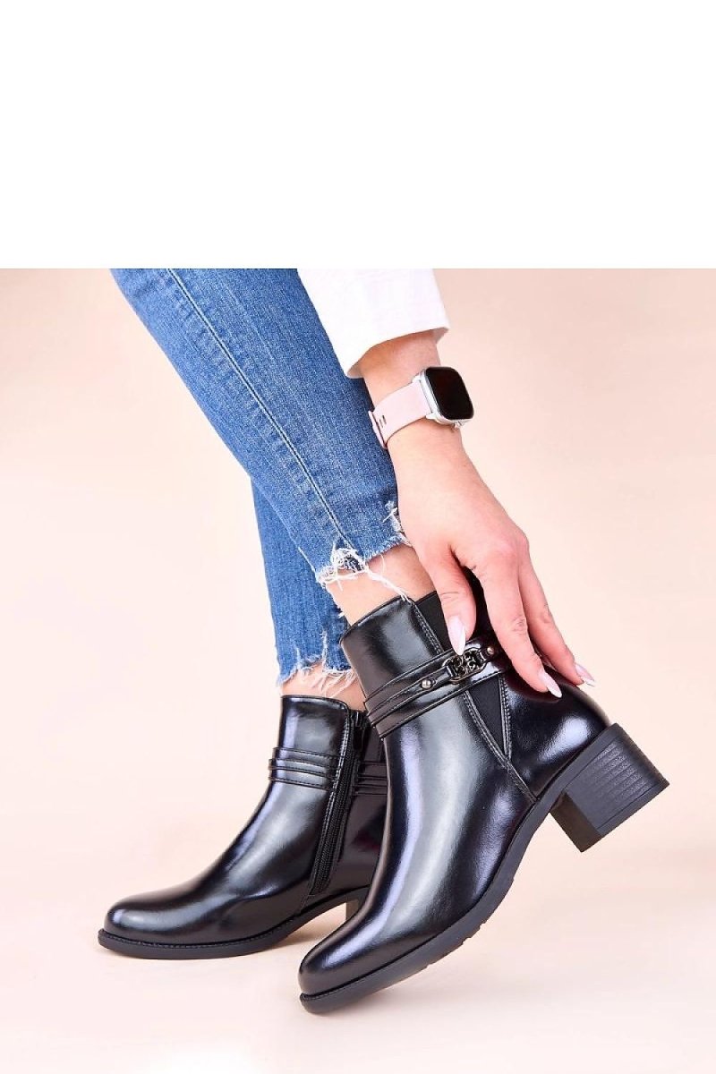 Black Block Heel Ankle Boots - 