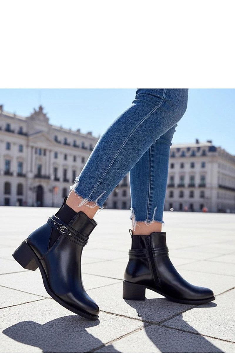 Black Block Heel Ankle Boots - 