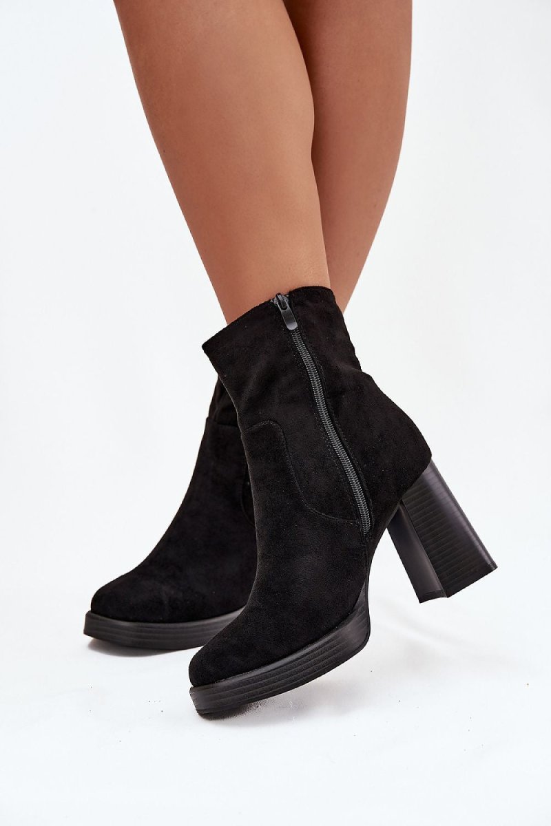 Black Faux Suede Ankle Boots - 