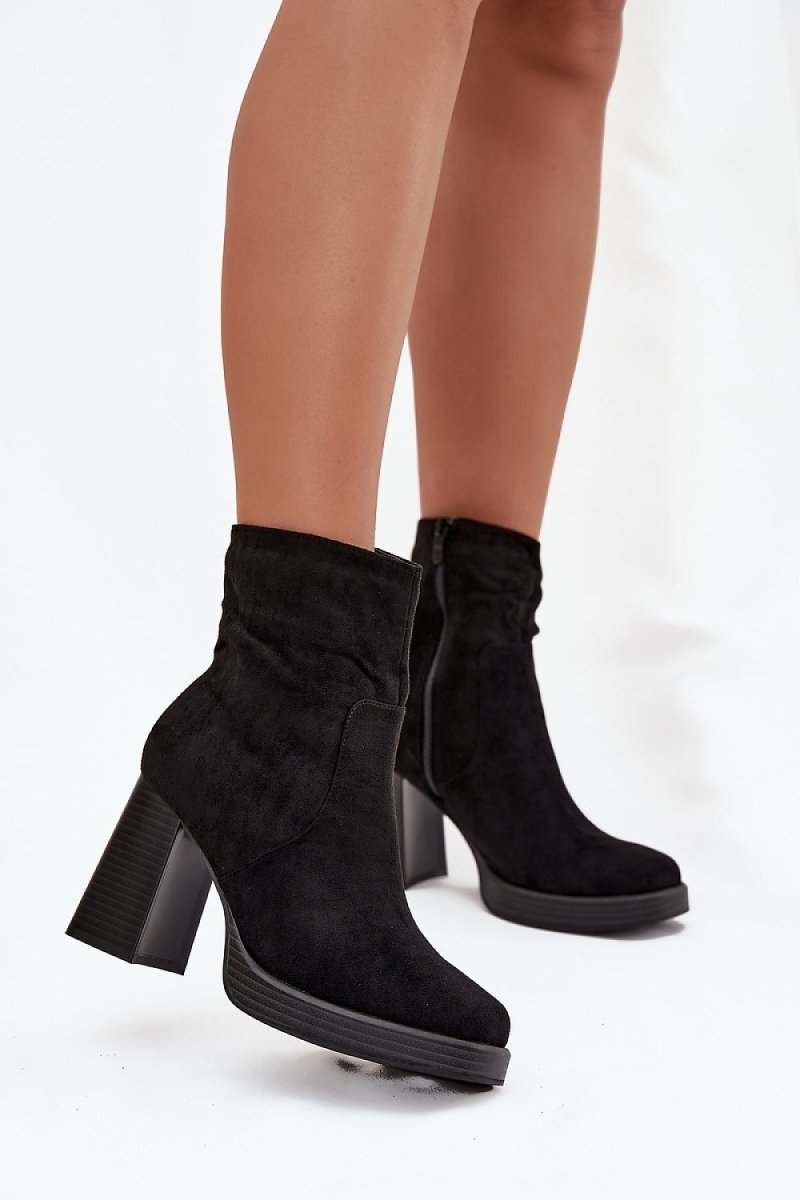 Black Faux Suede Ankle Boots - 