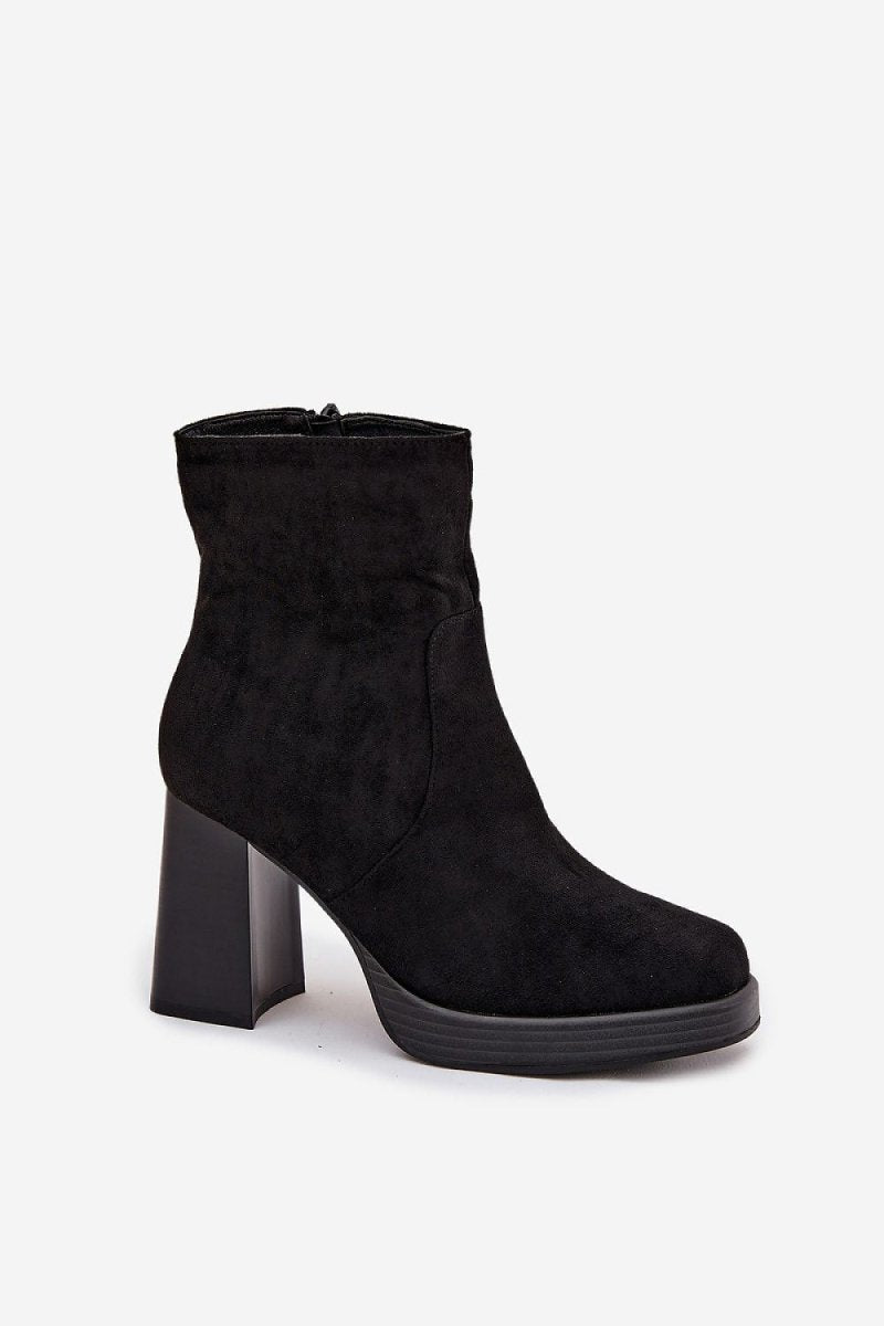 Black Faux Suede Ankle Boots - 