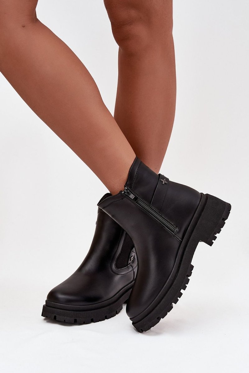 Black Jodhpur Ankle Boots with Block Heel - 
