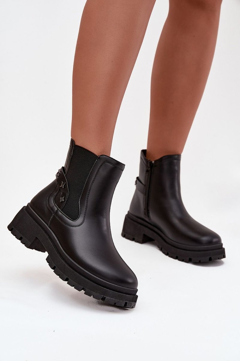 Black Jodhpur Ankle Boots with Block Heel - 
