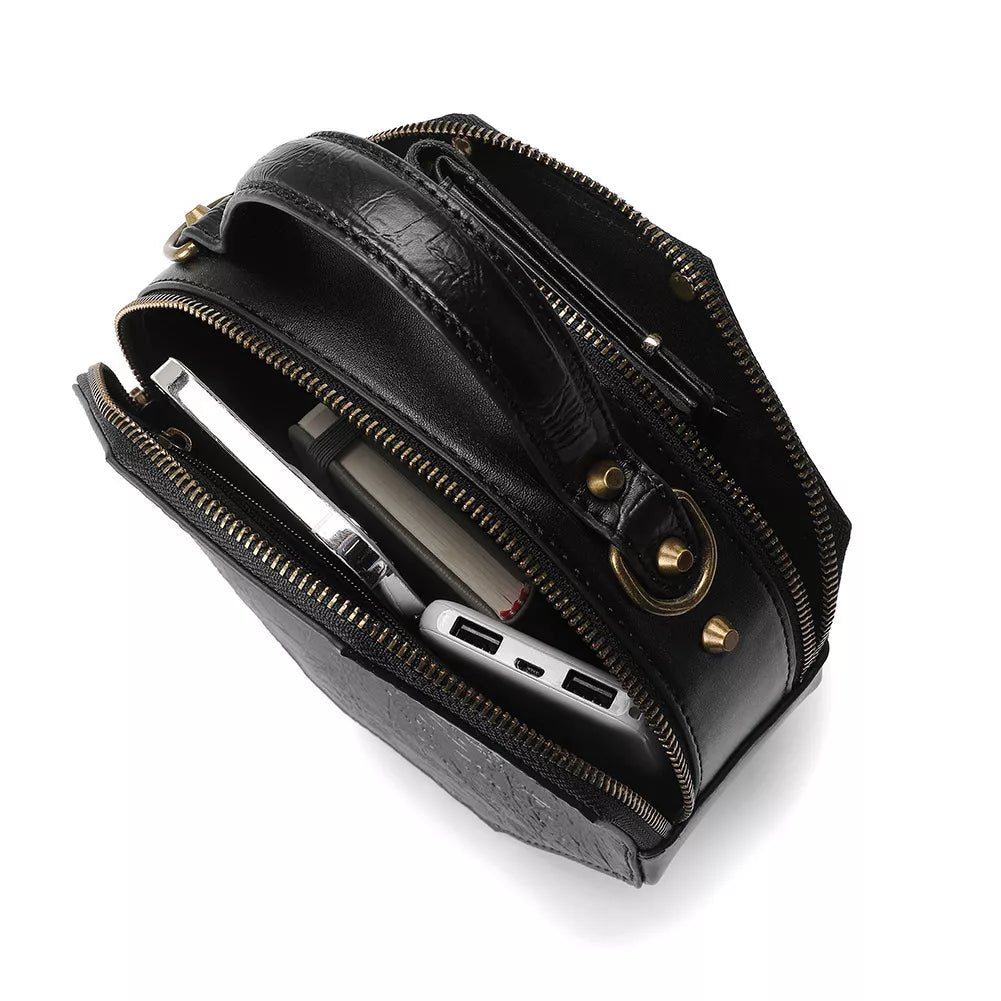 Black Steampunk Clockwork Crossbody Bag - 
